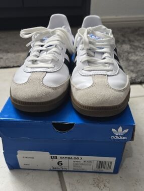 adidas White & Black Samba OG J Sneakers